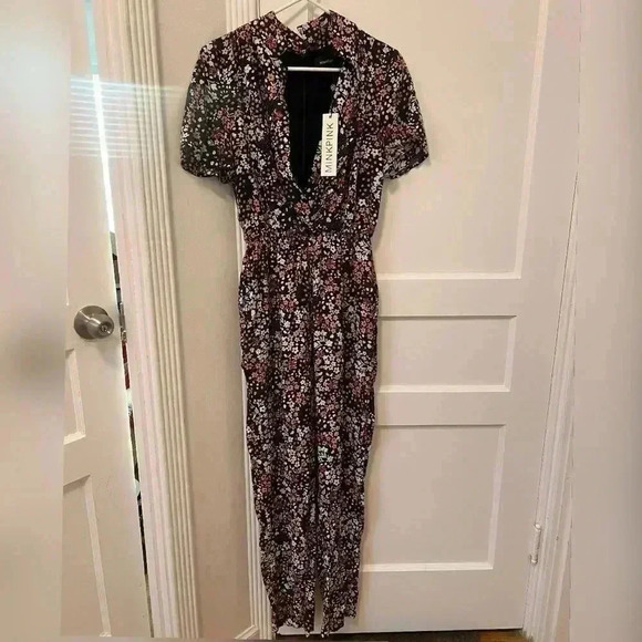 Minkpink Black Floral Flirty Jumpsuit NEW WITH TAGS - Picture 1 of 5